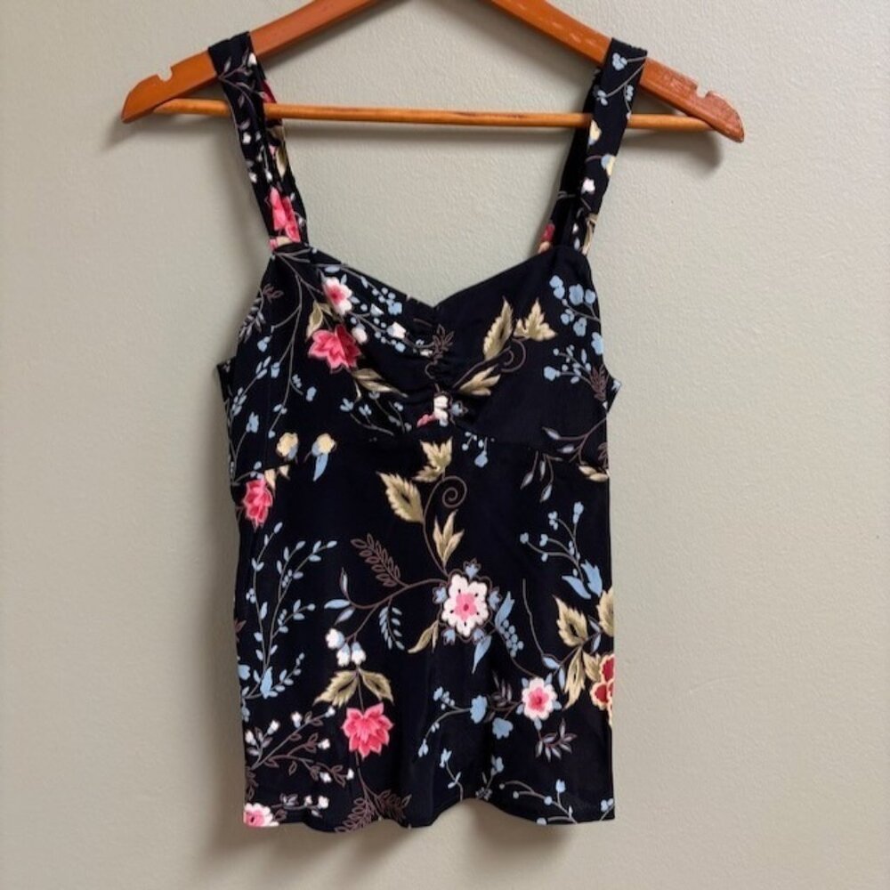 VTG Cinnamon Girl Y2K Babydoll Top Size‎ XXS Dark Floral Hawaii 90s Boho Fairy